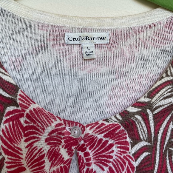 CROFT& BARROW 3/4 Sleeve Cardigan Sweater - Size L, 23” PTP, 28” S/H - Picture 4 of 5